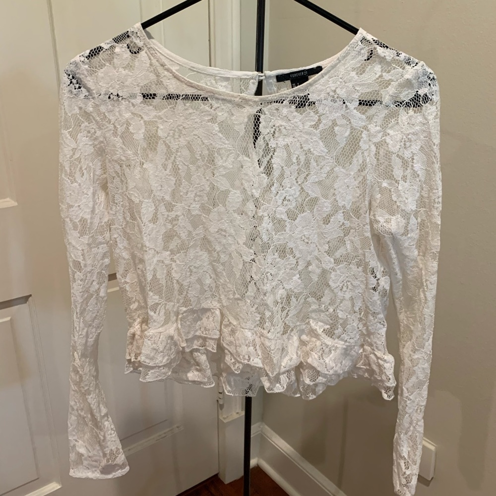 Lace peplum top